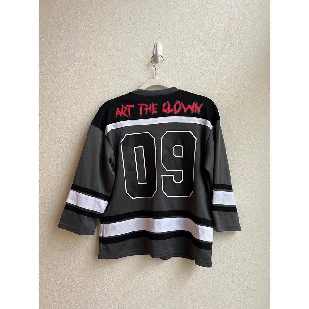 Terrifier Art the‎ Clown Hockey Jersey Spirit Halloween Grey Black, Kids Size M